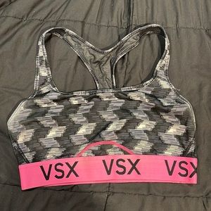 Victoria’s Secret sport. Size large sports bra. Black&pink, with some white&gray